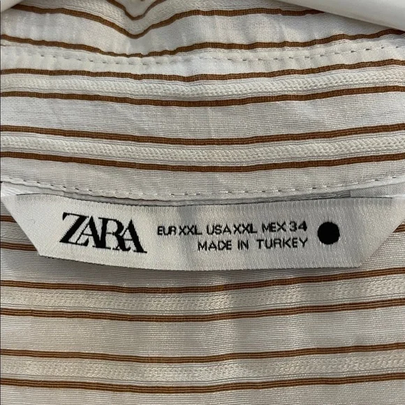 Zara | Semi Sheer |Pinstripe |Collared |Button Down |Wide Cuff |Blouse |Size XXL - Picture 9 of 14